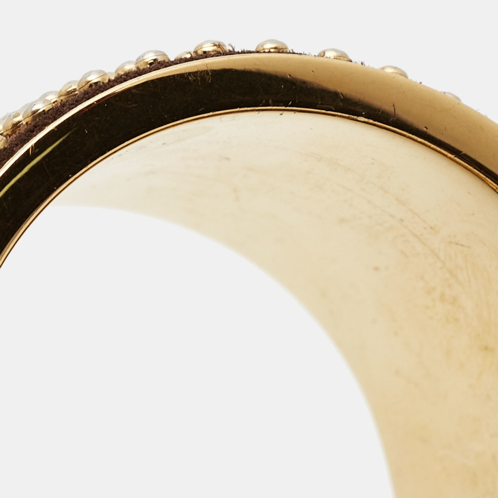 BURBERRY Studded Suede Gold Tone Bracelet - Picture 4 of 6